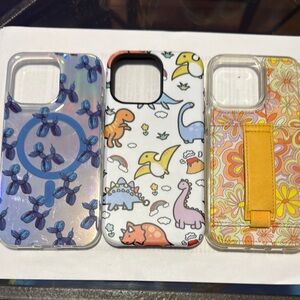 Colorful iPhone Cases Set - Dinosaur and Floral Designs